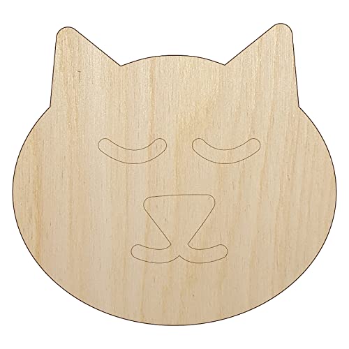 Cat Face Unfinished Wood Shape Piece Cutout for DIY Craft Projects - 1/4 Inch Thick - 4.70 Inch Size - WoodArtSupply