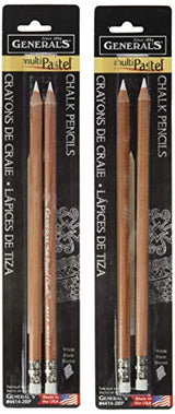 Multipastel Chalk Pencils 2/Pkg-White General Pencil
