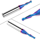 EANOSIC Carbide Ball Nose CNC Bit 1/4 Inch Shank, 1/8" Cutting Diameter End Mill Bits Spiral Router Bits Wood Milling Tool with Nano Blue Coating for EANOSIC