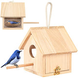 YUEPET Outdoor Bird Houses Transparent Wooden Bird House for Outside with Lanyard and Screws,Hanging Birdhouse Clearance for Finch Bluebird Cardinals YUEPET