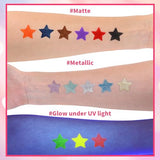 Temporary Tattoo Markers for Skin,15PCS Dual-Ended Tattoo Pen + 50 Paint Stencils + 43 Tattoos Stickers,Glitter & Matte & Neon Glow Body Marker Set, SUSIKEKI