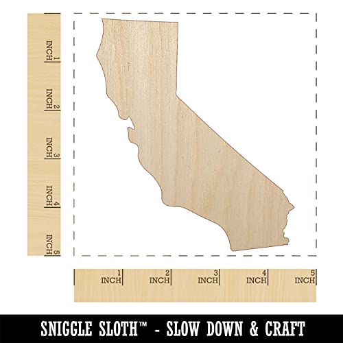 California State Silhouette Unfinished Wood Shape Piece Cutout for DIY Craft Projects - 1/8 Inch Thick - 4.70 Inch Size Sniggle Sloth