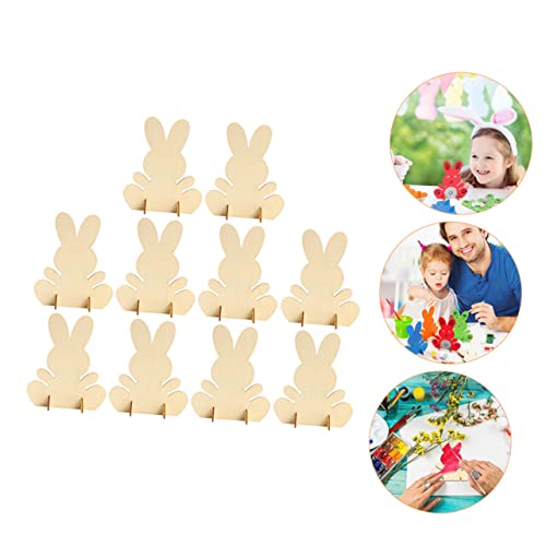 Holibanna 10pcs Handmade Rabbit Material Farmhouse Easter Egg Table Signs Unfinished Bunny Decor Easter Table Decor Tray Decor Unfinished Bunny Table Holibanna
