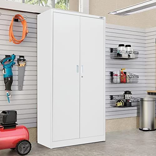 BESFUR Metal Storage Cabinet, 71" H Tall Metal Cabinets with 4 Adjustable Shelves and Locking Doors, Classic Steel Storage Cabinet for Home, School, BESFUR