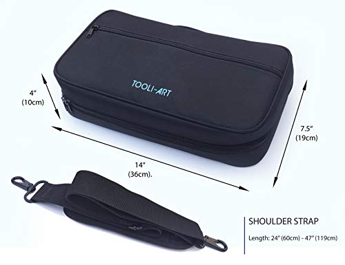 TOOLI-ART Marker & Pen Carrying Case -120 Slots, Canvas, Extra Pockets, Trolley Sleeve, Removable Shoulder Strap, For Most Markers (up to 15mm TOOLI-ART