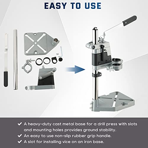 ATPEAM Drill Press Adapter for Hand Drill | Double Hole Universal Bench Clamp Portable Drill Press Stand Workbench Repair Tool Dremel Drill Press for - WoodArtSupply