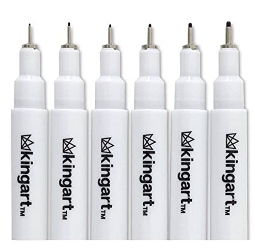 KINGART 430-6 PRO Inkline Micro Line & Precision Graphic Pens, 6 Assorted Nibs, Archival Waterproof Black Japanese Ink for Art, Illustration, KINGART