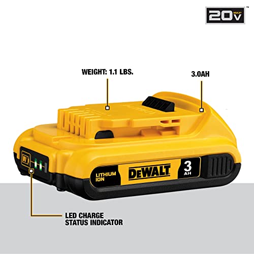 DEWALT 20V MAX Battery Pack with Charger, 3 Ah, Extra Long Run Time (DCB230C) DEWALT