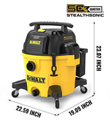 DEWALT 9 Gallon STEALTHSONIC Poly Wet/Dry Vacuum, DXV09P-QTA Newest Noise Reduction Vac, Heavy Duty Shop Vacuum for Jobsite/Workshop, Reduce Motor DEWALT