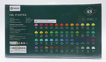 Artecho Oil Pastels Set of 48 Colors, Soft Oil Pastels for Art Painting, Drawing, Blending, Oil Crayons Pastels Art Supplies for Artists, Beginners, - WoodArtSupply