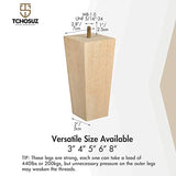 4 Inch / 10 cm Wooden Furniture Legs, Tchosuz Set of 4 Solid Wood Mid-Century Modern Pyramid Replacement Feets with 5/16 inch Bolt & Rubber Floor WoodArtSupply