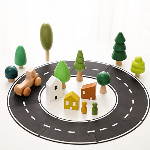 Promise Babe Wooden Tree Toys - Montessori Wooden Blocks Stacking Toys for Toddlers, Miniature Trees & House Various Sizes Woodland Creative Craft Promise Babe