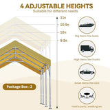 ADVANCE OUTDOOR 10x20 ft Heavy Duty Carport with Adjustable Height from 9.5ft to 11ft, Car Canopy Garage Shelter Boat Wedding Party Tent, Beige ADVANCE OUTDOOR
