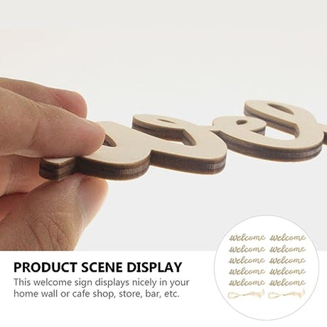 Amosfun Vintage Decor 10pcs welcome wood cutout letters for sign wooden unfinished- Welcome Door Signs Decorative Wood Hanging Door- Sign with 10pcs Amosfun