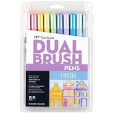 Tombow 56187 Dual Brush Pen Art Markers, Pastel, 10-Pack. Blendable, Brush and Fine Tip Markers Tombow