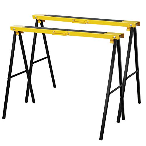 Forup Portable Folding Sawhorse, Heavy Duty Twin Pack, 275 lb Weight Capacity Each 2 Pack (Yellow) FORUP