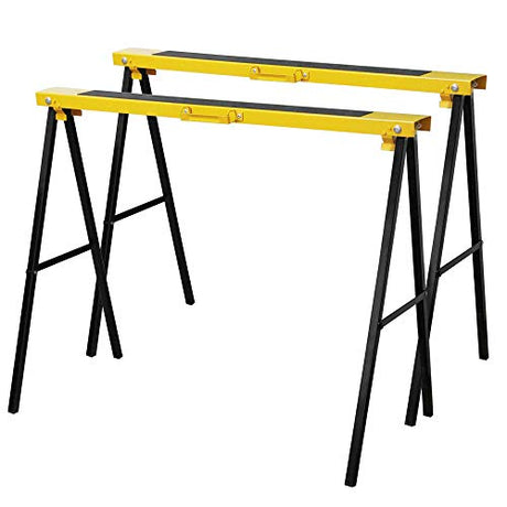 Forup Portable Folding Sawhorse, Heavy Duty Twin Pack, 275 lb Weight Capacity Each 2 Pack (Yellow) FORUP