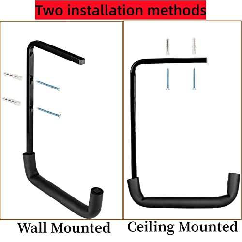 Locawaya Heavy Duty Garage Storage Hooks, Overhead Garage Storage Rack, 4 Pack Wall Mounted Ladder Hook, Utility Ceiling Hangers & Organizer for Locawaya