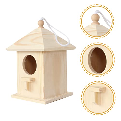 SUPVOX Bird Nest Wooden Bird Houses Bird Houses for Outside Unfinished Wood Birdhouse Hanging Birdhouse Hanging Bird House Bird Feeder Hanging Pet SUPVOX