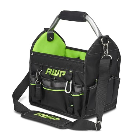 AWP 12 Inch Pro Tool Tote with Rotating Handle for Easy Tool Access, Water-Resistant Construction AWP