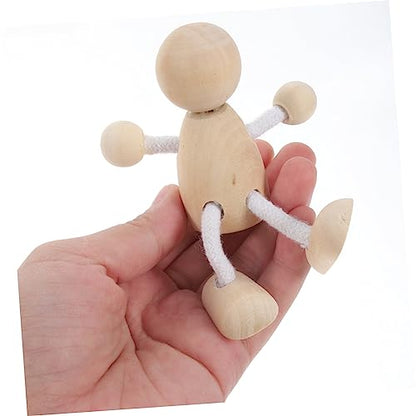 Tofficu 4pcs Unfinished Wooden Figurines Wooden Peg Dolls Unfinished Wooden Doll DIY Peg Dolls Unfinished Peg People Unfinished Dolls Pegs Wooden