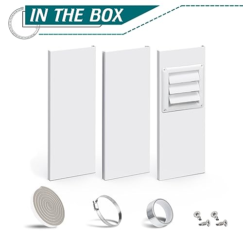 Daisypower Dryer Vent Window Kit, Adjustable Window Vent Kit with Outdoor Dryer Vent Cover,4 Inch Hood for Exhaust Ventilation Daisypower