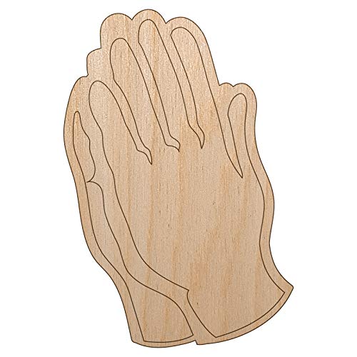 Praying Hands Unfinished Wood Shape Piece Cutout for DIY Craft Projects - 1/8 Inch Thick - 4.70 Inch Size Sniggle Sloth