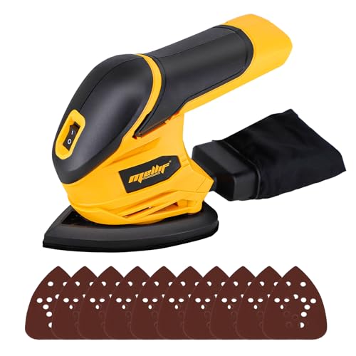 Cordless Detail Sander for DeWalt 20V Max Battery (No Battery), Mellif Brushless Corner Sander with 12,000 OPM Speed & 10PCS Sandpapers & Dust Collector, Compact for Tight Space, Metal, Woodworking