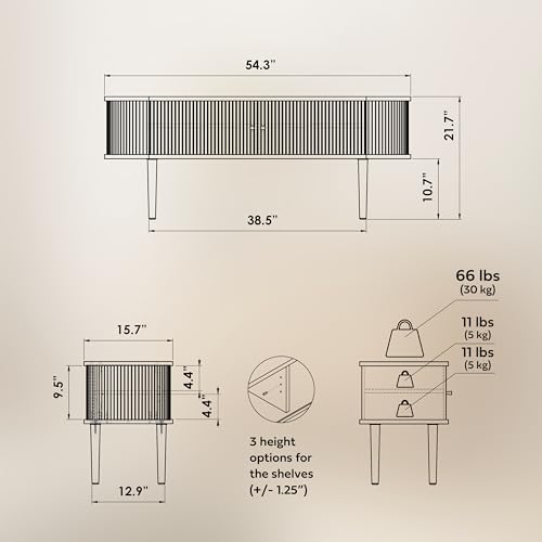 WERMO 55’’ TV Stand with Storage and Shelves Designed to fit 32’’ - 60’’ TVs. Wood Entertainment Center for Living Room and Bedroom, Media Console WERMO