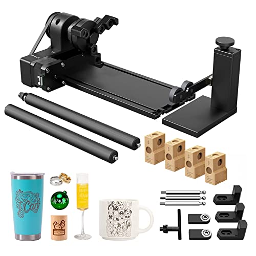 xTool RA2 Pro for M1, 4-in-1 Laser Rotary with Risers, Laser Rotary Roller Engraving Module for Laser Engraver, Jaw Chuck Rotary, Y-axis Rotary - WoodArtSupply