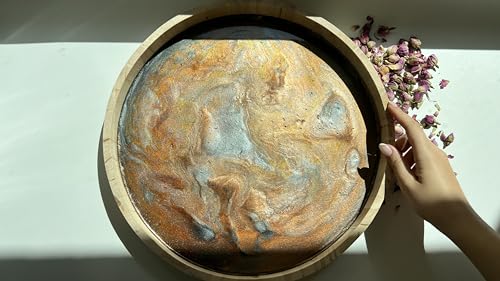 Wooden Round Trays for Serving - Five Piece Nested Breakfast Tray - Wood Crafts Trays for Organizing | Bathroom Tray - Food Trays for Party Buffet Hammont