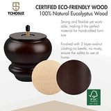 TCHOSUZ 3 inch / 8cm Wooden Furniture Legs, Pack of 4 Classic Walnut Solid Wood Turned DIY Replacement Bun Feet with M8 Hanger Bolts & T-Nuts for TCHOSUZ