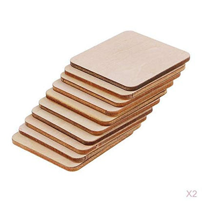 barenx 20x Wooden/Wood Square Plaque Unfinished Wood Pieces DIY Craft Woodworking