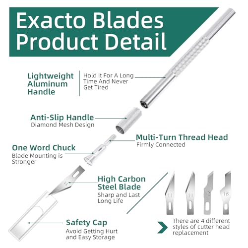 Exacto Knife Set, Craft Cutting Mat Kit, 55 PCS Precision Carving Craft Hobby Knife Kit, With A4 Self Healing Mat, 3 Pcs Craft Knife, Steel Rule, 4