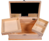 Unfinished Wood Jewelry Box w/ Mirror & Removable Compartments - Ready to Paint! WoodArtSupply
