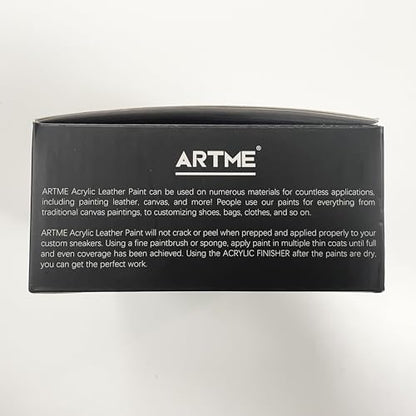 ARTME Acrylic Leather Paint Set, 20 Colors x 30ml Acrylic Leather Dye Kit Perfect for Shoes, Sneakers, Jackets, Leather Sofa, and Car Seat - WoodArtSupply