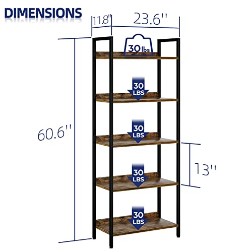 NUMENN Vintage 5-Tier Multifunctional Bookshelf and Storage Organizer NUMENN