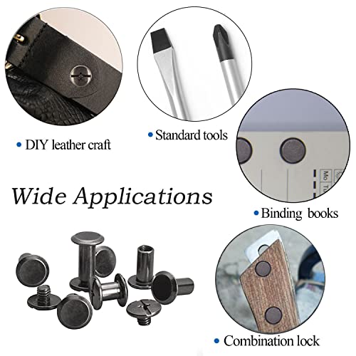 Alloygold 50 Sets M5*5 Gun Black Chicago Screw Kit Leather Rivets Screw Rivets Chicago Screw Buttons DIY Leather Trim Alloygold