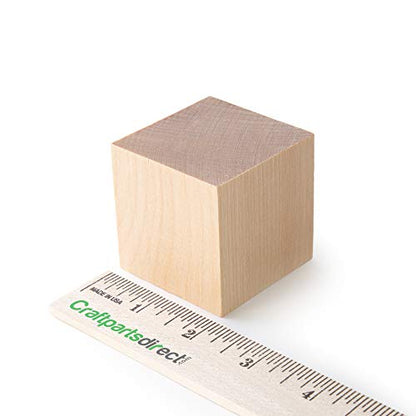 2 inch Wood Blocks | Natural Unfinished Craft Wooden Cubes -by CraftpartsDirect.com | Bag of 10