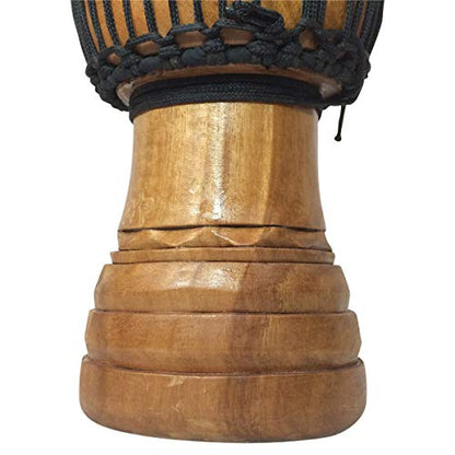 Classic Heartwood Djembe Drum - 9"x 18", Hand-carved, Solid-wood, Goat-skin, from Ghana - WoodArtSupply