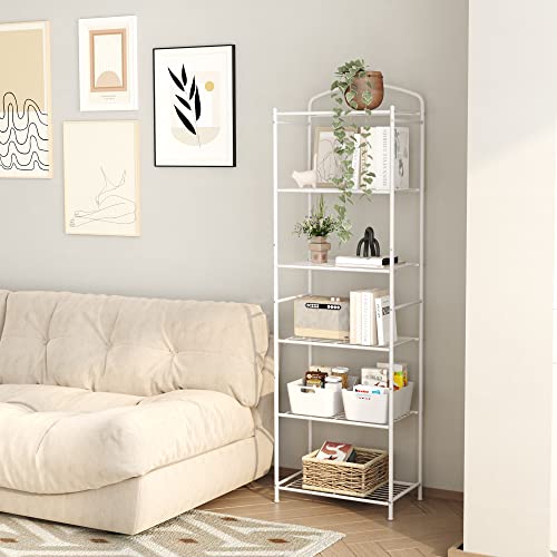 HOMEFORT 6-Tier Metal Bathroom Shelf - Freestanding Storage Organizer for Maximum Space Efficiency - WoodArtSupply