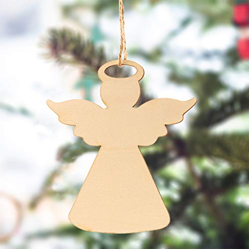 25pcs Unfinished Wooden Angel Christmas Tree Decoration Ornament Wooden Craft Pieces (Design III) Summer-Ray.com