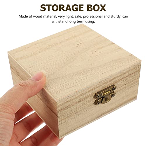 2 Pack Unfinished Wood Box, Rectangular Unfinished Wooden Box with Hinged Lid and Front Clasp Natural Wood Storage Boxes for Jewelry Container