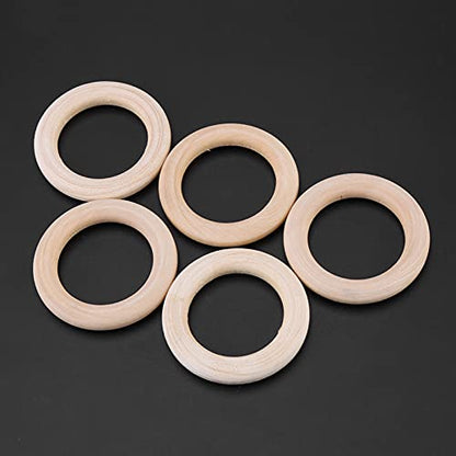 50pcs Wood Rings Circle Unfinished Wooden Round Rings DIY Wood Craft Pendant Connectors Jewelry Making - WoodArtSupply