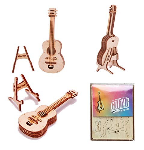 Wood Trick Set of Mini 3D Puzzles - Gingerbread, Guitar, Apple - 3D Wooden Puzzle - Great STEM Project for Beginners Wood Trick