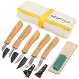Schaaf Wood Carving Tools Deluxe Wood Carving Kit | Includes Detail Knife, Chip Carving Knife, Sloyd Wood Carving Knife, Spoon Carving Kit | Adult Schaaf Wood Carving Tools