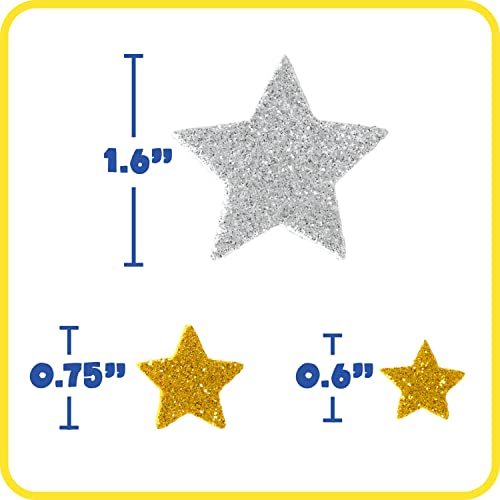 READY 2 LEARN Glitter Foam Stickers - Silver and Gold Stars - Pack of 168 - Self-Adhesive Stickers - Stickers for Scrapbooks and Cards - WoodArtSupply