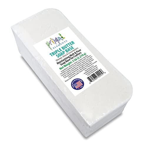 Primal Elements Triple Butter Soap Base (Mango, Shea, and Cocoa Butter) - Moisturizing Melt and Pour Glycerin Soap Base for Crafting and Soap Making, Primal Elements