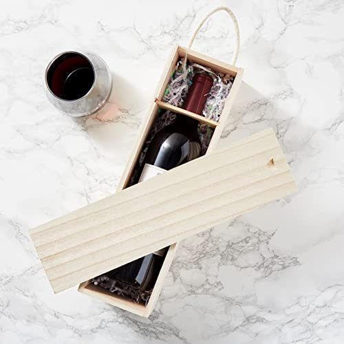 Juvale 2 Pack Unfinished Wooden Wine Boxes with Handles for DIY Crafts, Gifts, Birthday and Housewarming Parties, Customizable with Paint, - WoodArtSupply