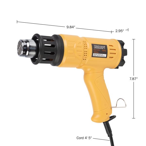 Heat Gun - Dual Temperature Heating Gun with 122-1112°F Range, Overload Protector, and 4 Nozzles for Crafts, Shrink Tube or Paint Removal by Stalwart - WoodArtSupply